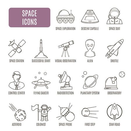 Space icons. Set of vector pictogram for web graphicsのイラスト素材