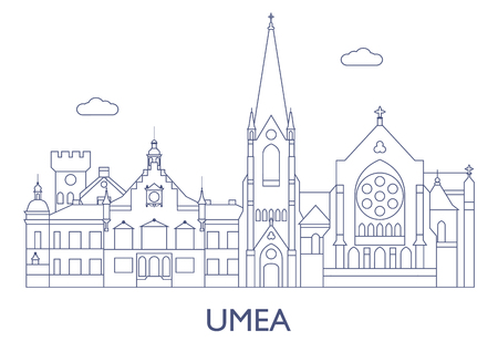 Umea, Sweden. The most famous buildings of the cityのイラスト素材