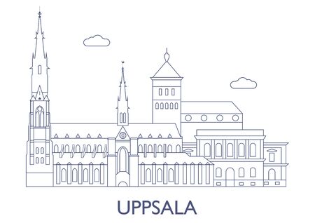 Uppsala, Sweden. The most famous buildings of the cityのイラスト素材