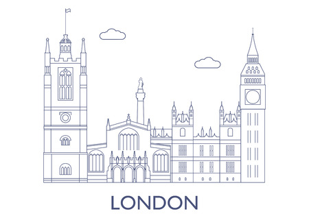 London, United Kingdom. The most famous buildings of the cityのイラスト素材