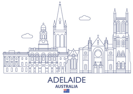Adelaide linear city skyline in Australia vector illustrationのイラスト素材