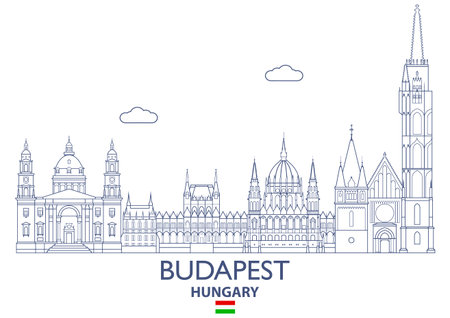 Budapest Linear City Skyline, Hungaryのイラスト素材