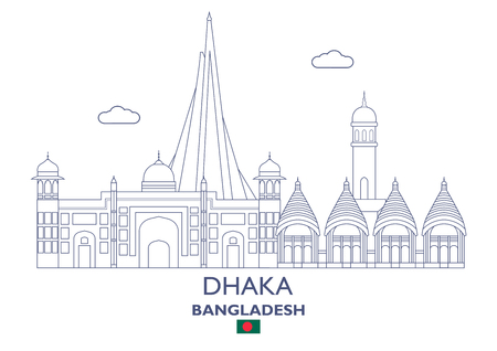 Dhaka linear city skyline in Bangladesh vector illustrationのイラスト素材