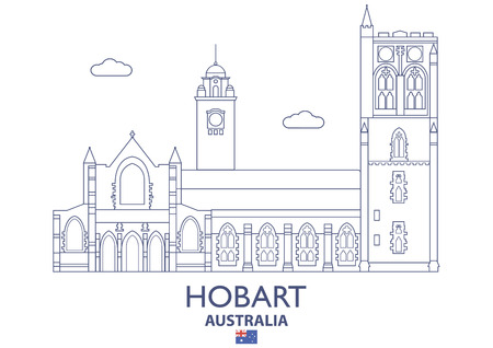 Hobart linear city skyline in Australia vector illustrationのイラスト素材
