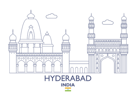 Hyderabad Linear City Skyline, Indiaのイラスト素材