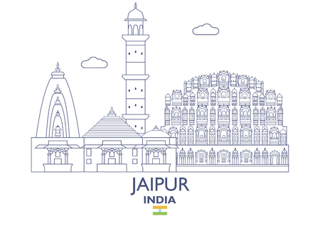Jaipur linear city skyline in India vector illustrationのイラスト素材