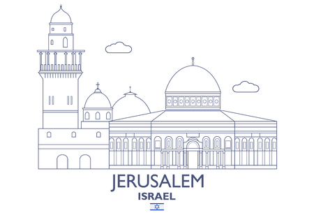 Jerusalem linear city skyline in Israel vector illustrationのイラスト素材