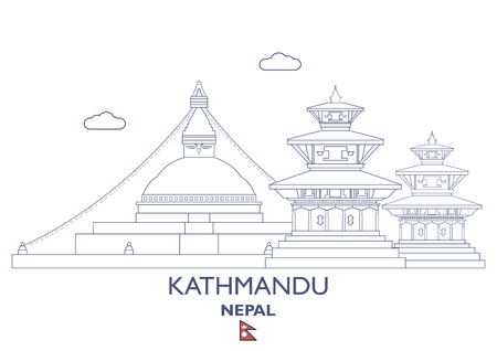 Kathmandu linear city skyline in Nepal vector illustrationのイラスト素材