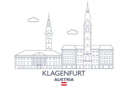 Klagenfurt linear city skyline in Austria vector illustrationのイラスト素材