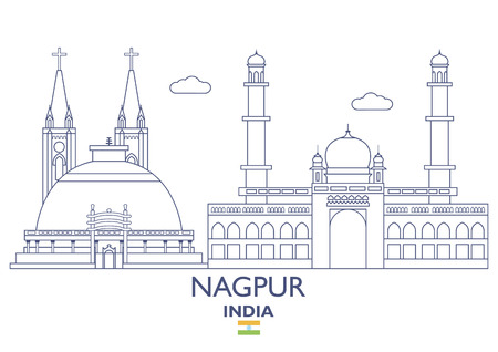 Nagpur linear city skyline, Indiaのイラスト素材