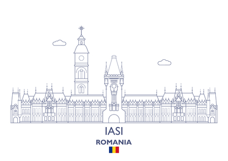 Iasi Linear City Skyline, Romaniaのイラスト素材