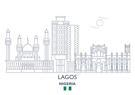 Lagos Linear City Skyline, Nigeriaのイラスト素材