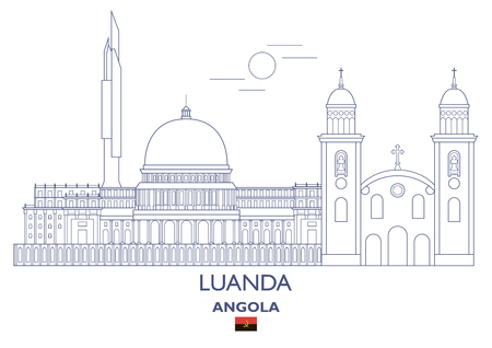 Luanda Linear City Skyline, Angolaのイラスト素材