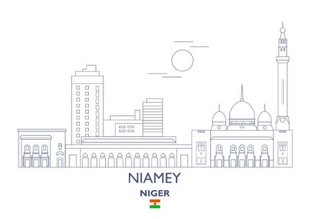 Niamey Linear City Skyline, Nigerのイラスト素材