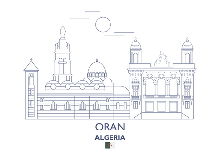 Oran Linear City Skyline, Algeriaのイラスト素材