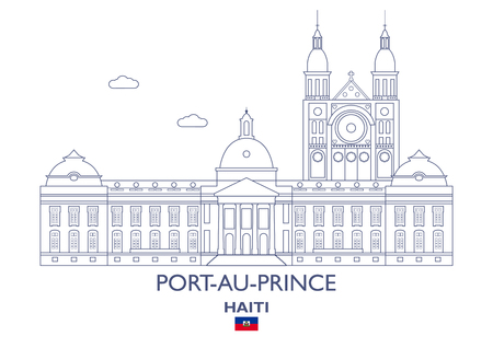 Port-Au-Prince Linear City Skyline, Haitiのイラスト素材