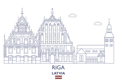 Riga Linear City Skyline, Latviaのイラスト素材