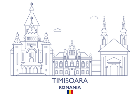 Timisoara Linear City Skyline, Romaniaのイラスト素材