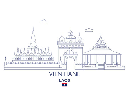 Vientiane Linear City Skyline, Laosのイラスト素材