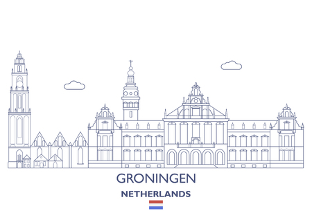 Groningen Linear City Skyline, Netherlandsのイラスト素材