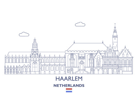 Haarlem Linear City Skyline, Netherlandsのイラスト素材
