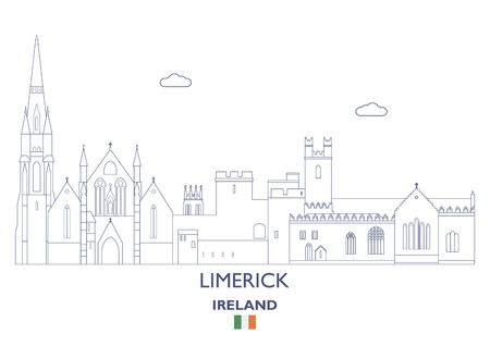 Limerick Linear City Skyline, Irelandのイラスト素材