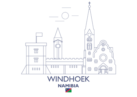 Windhoek Linear City Skyline, Namibiaのイラスト素材