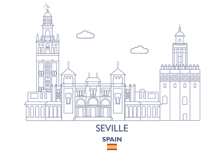Seville Linear City Skyline, Spainのイラスト素材