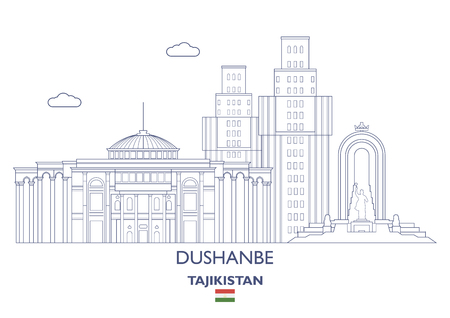 Dushanbe Linear City Skyline, Tajikistanのイラスト素材
