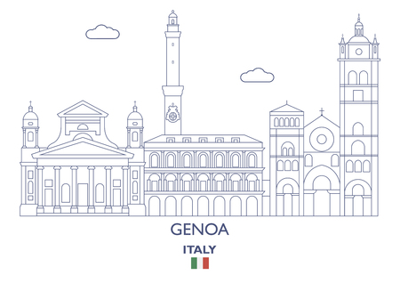 Genoa Linear City Skyline, Italyのイラスト素材