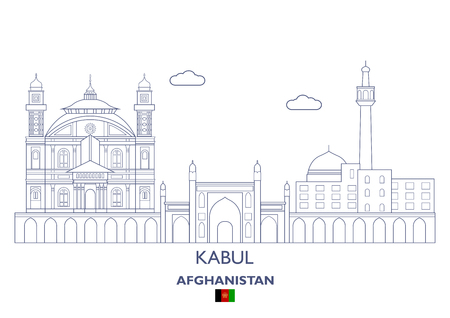 Kabul Linear City Skyline, Afghanistanのイラスト素材