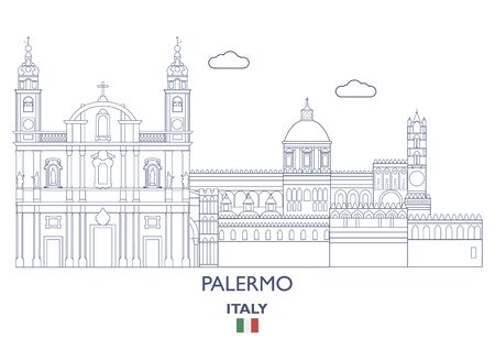 Palermo Linear City Skyline, Italyのイラスト素材