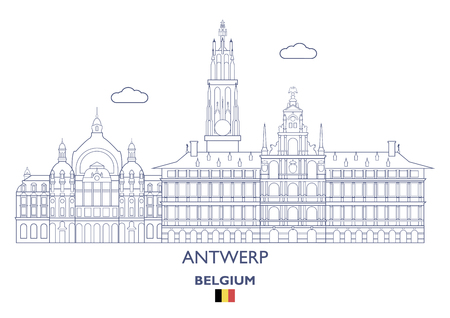 Antwerp Linear City Skyline, Belgiumのイラスト素材