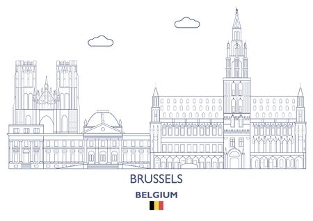 Brussels City Skyline, Belgiumのイラスト素材