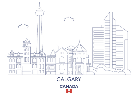 Calgary Linear City Skyline, Canadaのイラスト素材