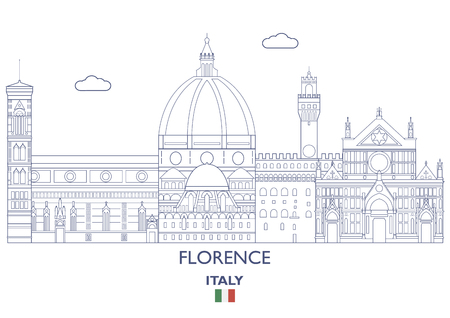 Florence linear city skyline, Italy vector illustration.のイラスト素材