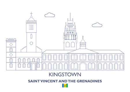 Kingstown Linear City Skyline, Saint Vincent and the Grenadinesのイラスト素材