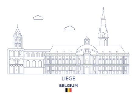 Liege Linear City Skyline, Belgiumのイラスト素材