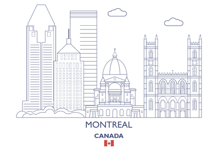 Montreal Linear City Skyline, Canadaのイラスト素材