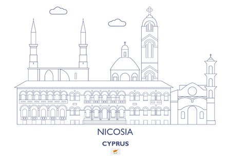 Nicosia Linear City Skyline, Cyprusのイラスト素材