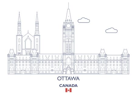 Ottawa Linear City Skyline, Canadaのイラスト素材