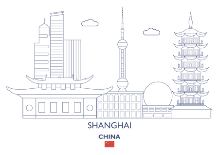 Shanghai Linear City Skyline, Chinaのイラスト素材
