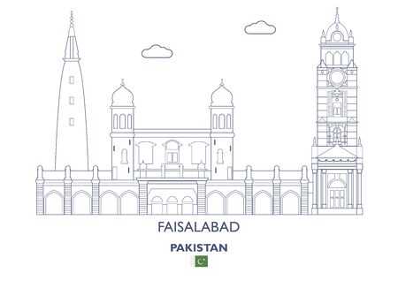 Faisalabad Linear City Skyline, Pakistanのイラスト素材