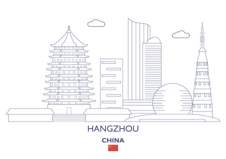 Hangzhou Linear City Skyline, Chinaのイラスト素材