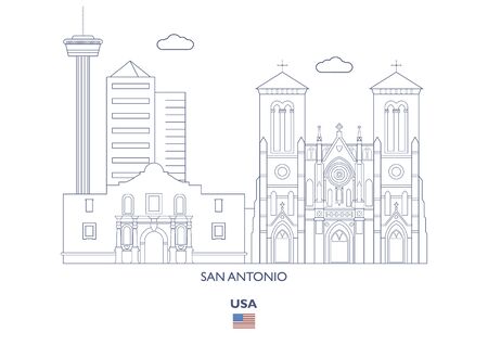 San Antonio Linear City Skyline, USA Vector illustration.のイラスト素材