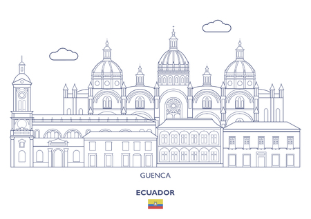 Guenca Linear City Skyline, Ecuadorのイラスト素材
