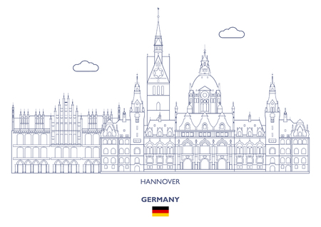 Hannover Linear City Skyline, Germanyのイラスト素材