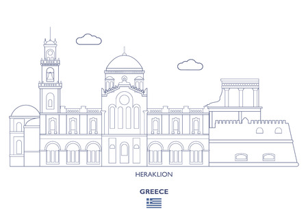 Heraklion Linear City Skyline, Greeceのイラスト素材