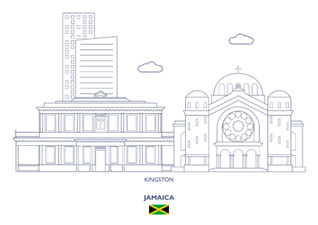 Kingston Linear City Skyline, Jamaicaのイラスト素材