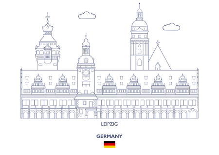Leipzig Linear City Skyline, Germanyのイラスト素材